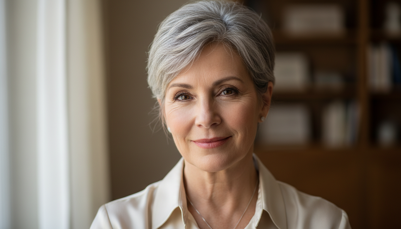 découvrez comment adopter une coupe courte élégante pour sublimer vos cheveux gris à 50 ans avec confiance et style.